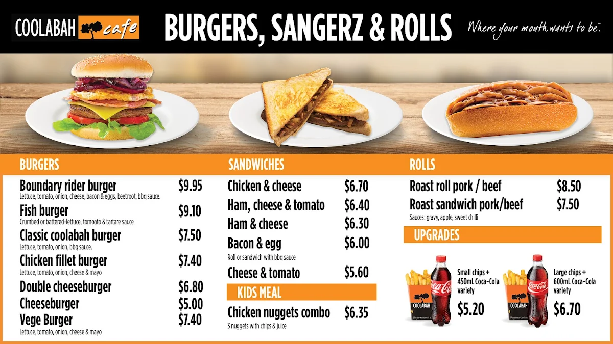 Menu, Coolabah Tree Cafe