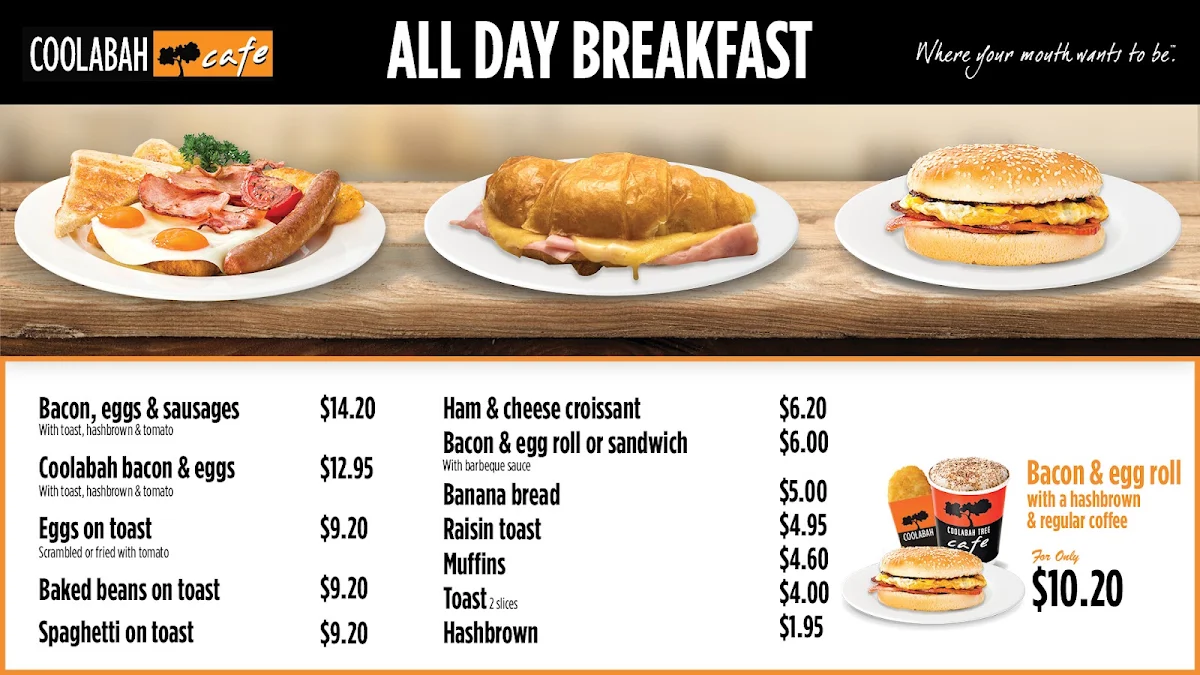 Menu, Coolabah Tree Cafe