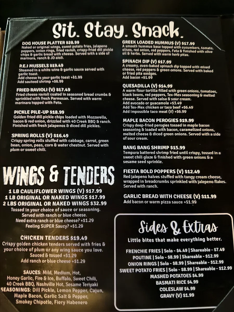 Menu, Bad Dog Sarnia