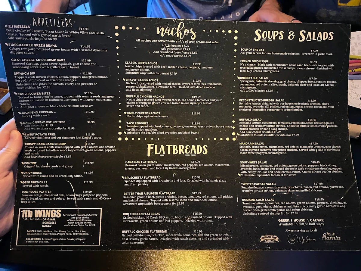 Menu, Bad Dog Sarnia