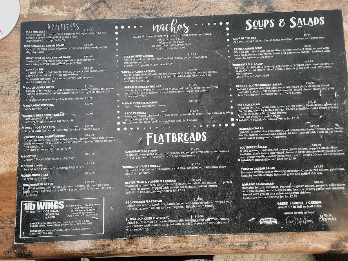 Menu, Bad Dog Sarnia