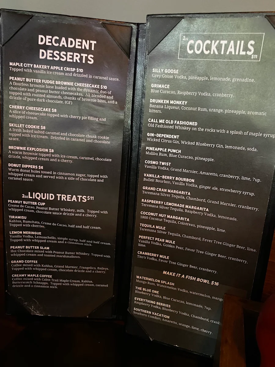 Menu, Bad Dog Sarnia