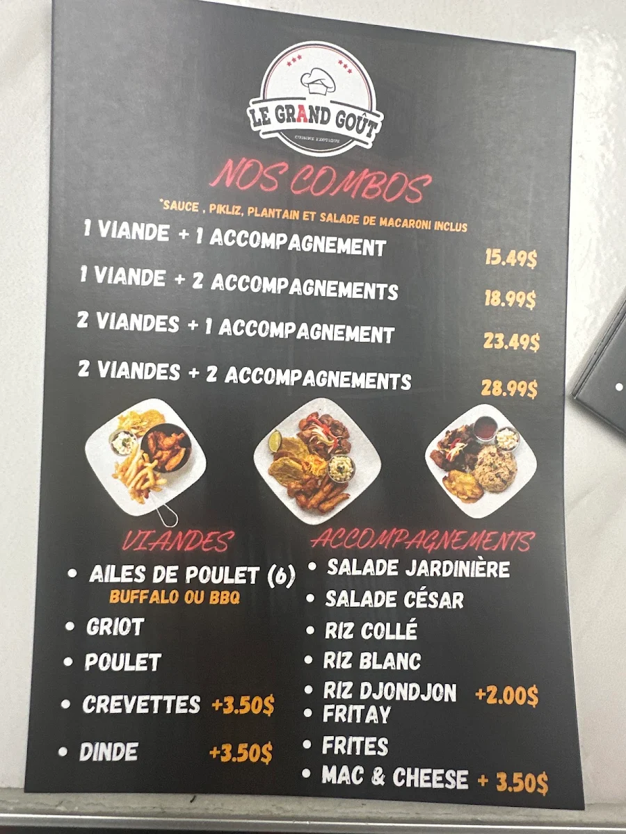 Menu, Restaurant - Le Grand Goût