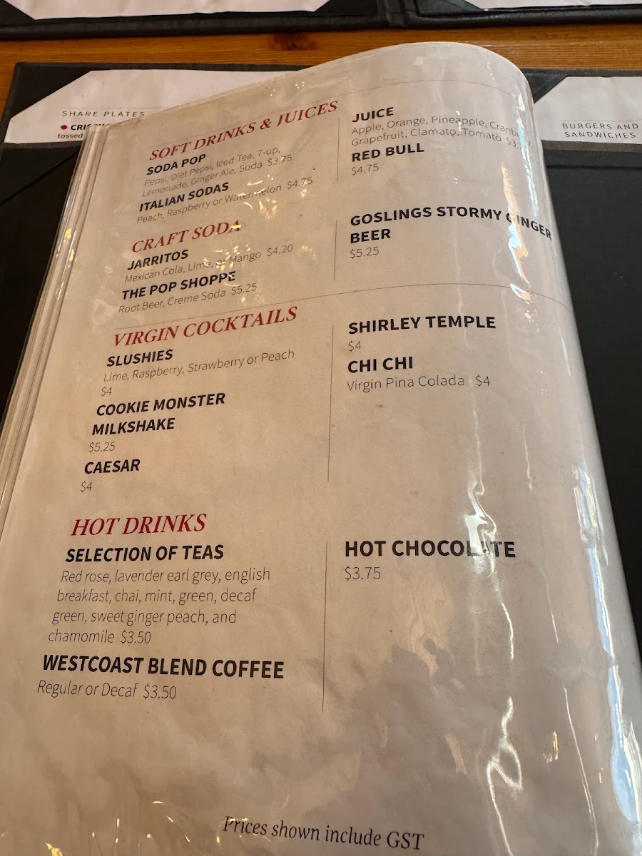 Menu, The Wood Restaurant & Lounge