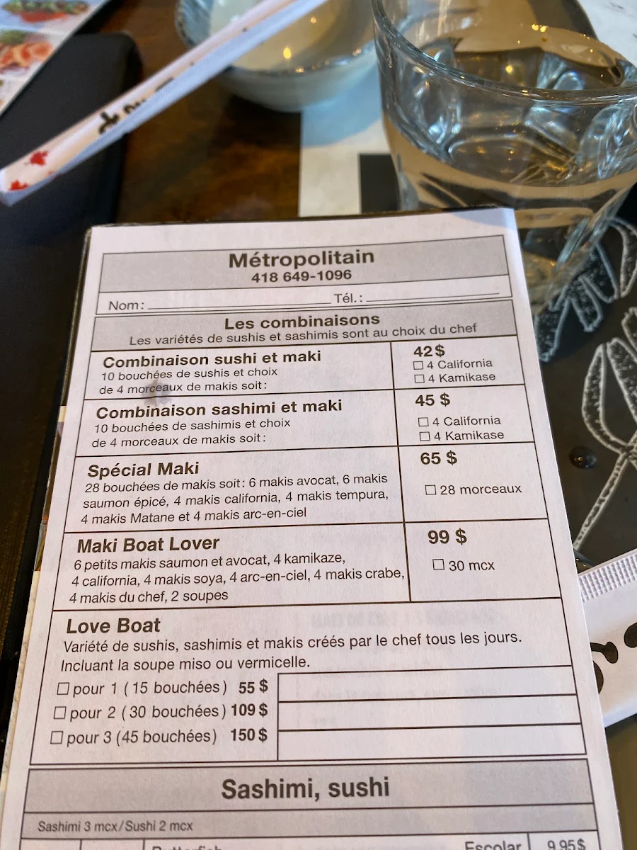 Menu, Metropolitain Eddie