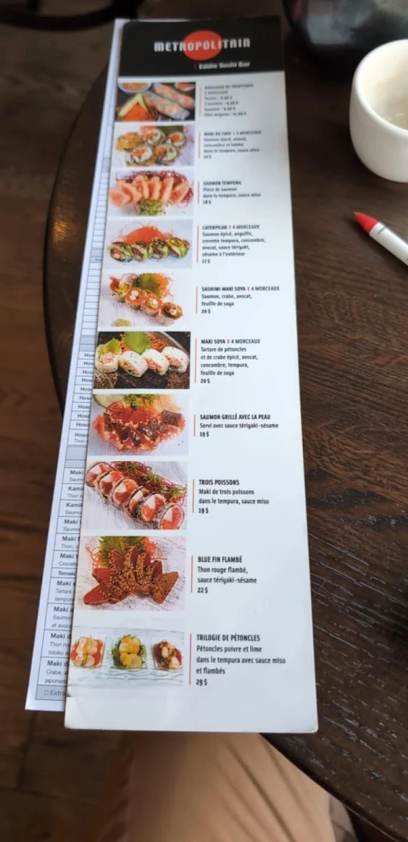 Menu, Metropolitain Eddie