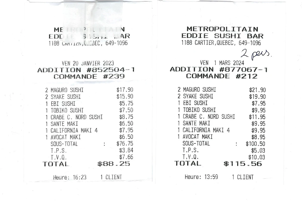 Menu, Metropolitain Eddie