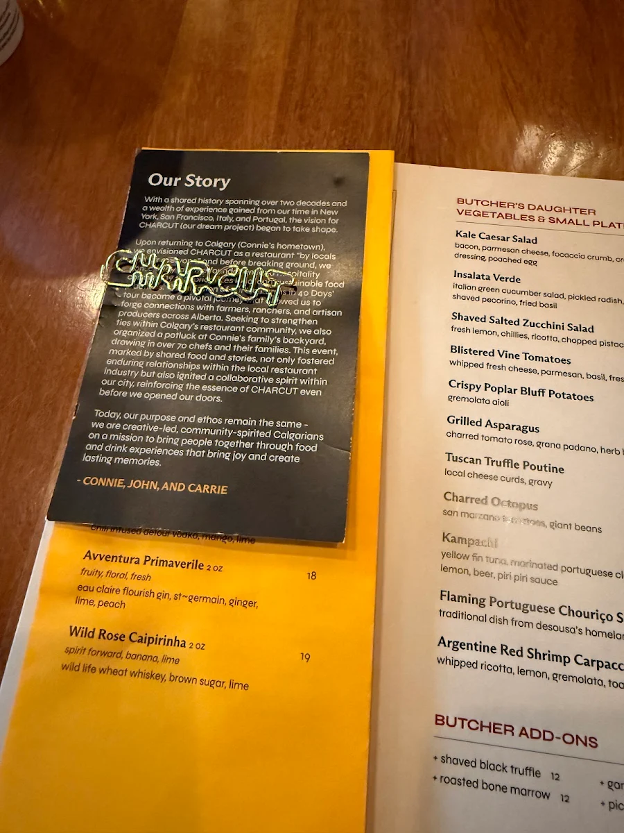 Menu, CHARCUT