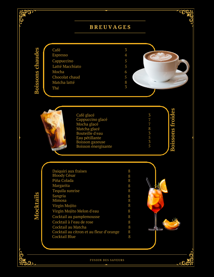 Menu, Fusion des Saveurs