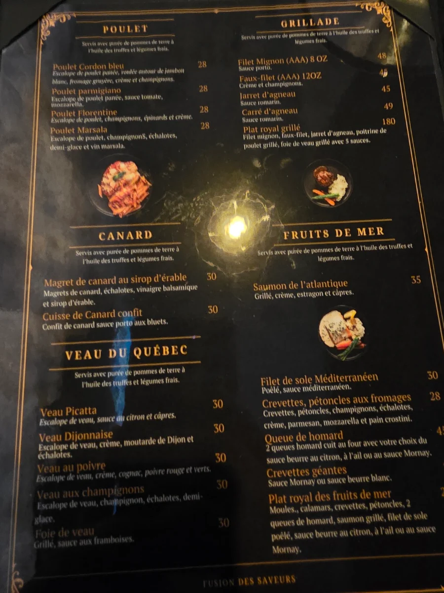 Menu, Fusion des Saveurs