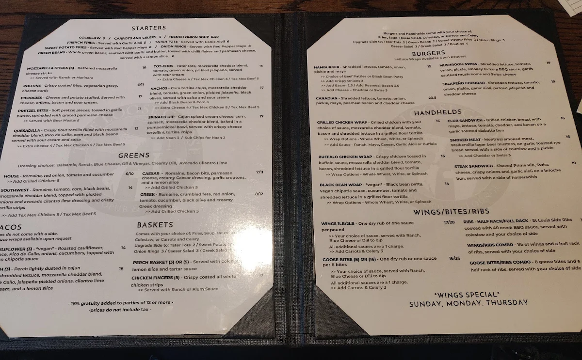 Menu, The Loose Goose RestoPub & Lounge