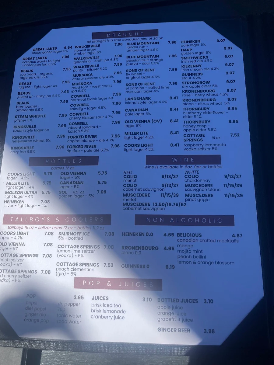 Menu, The Loose Goose RestoPub & Lounge
