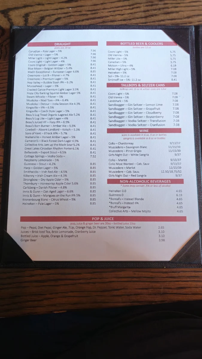 Menu, The Loose Goose RestoPub & Lounge