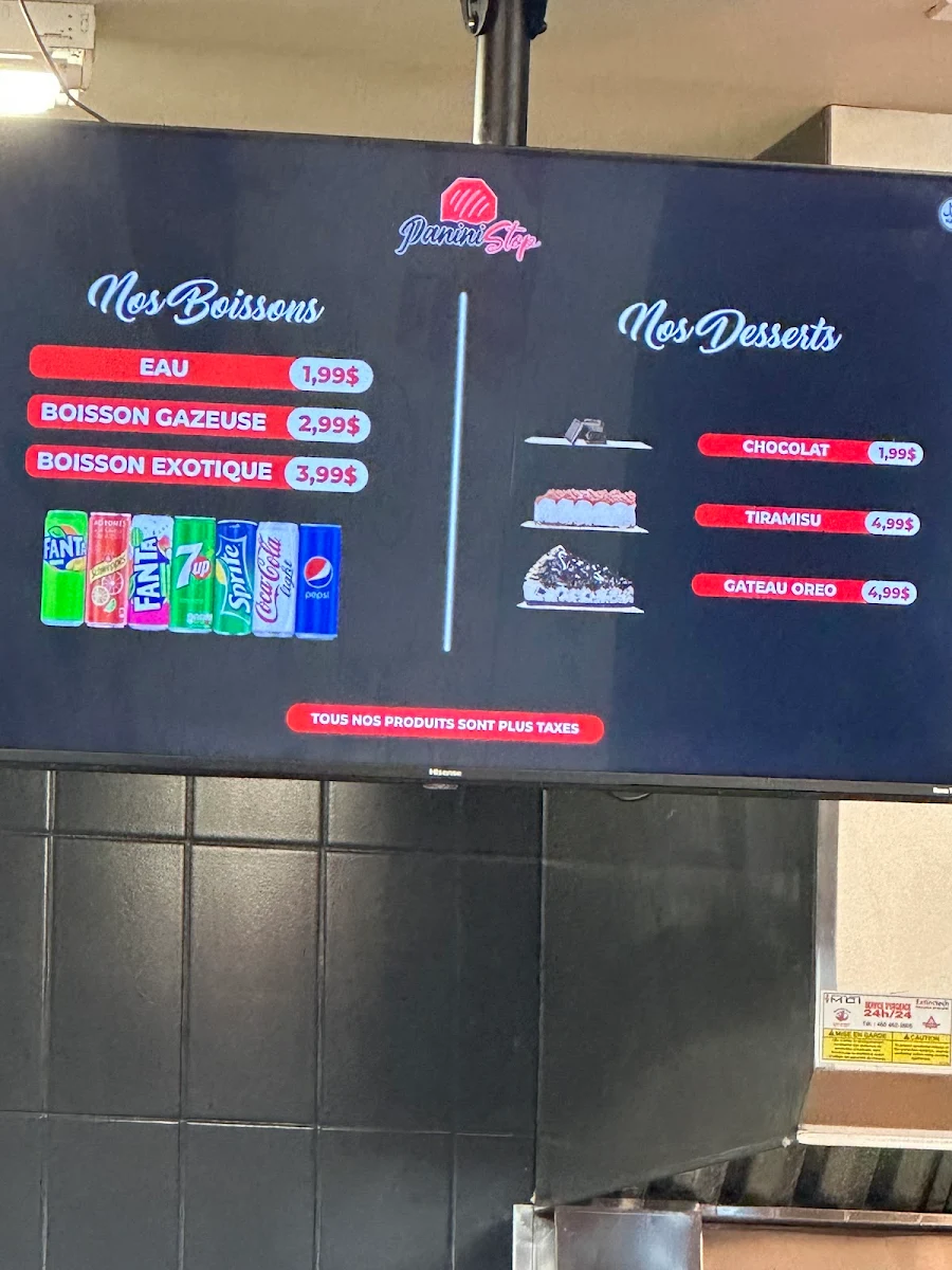 Menu, PANINI STOP
