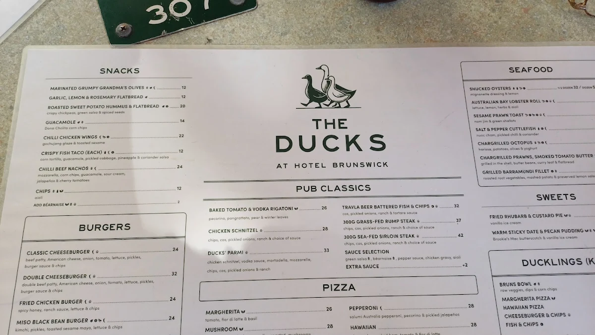 Menu, Hotel Brunswick