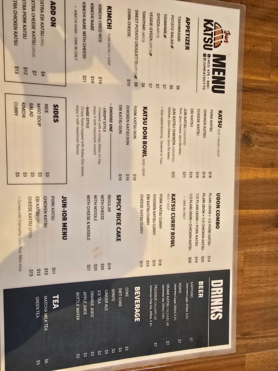 Menu, Jun katsu