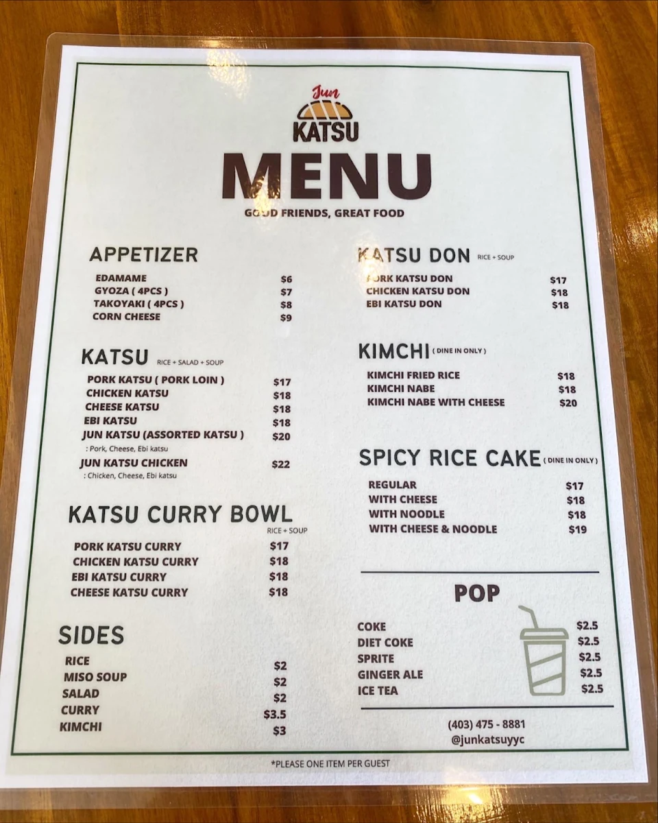 Menu, Jun katsu