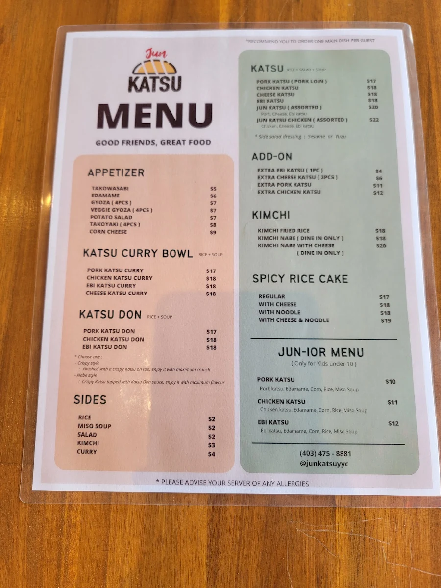 Menu, Jun katsu