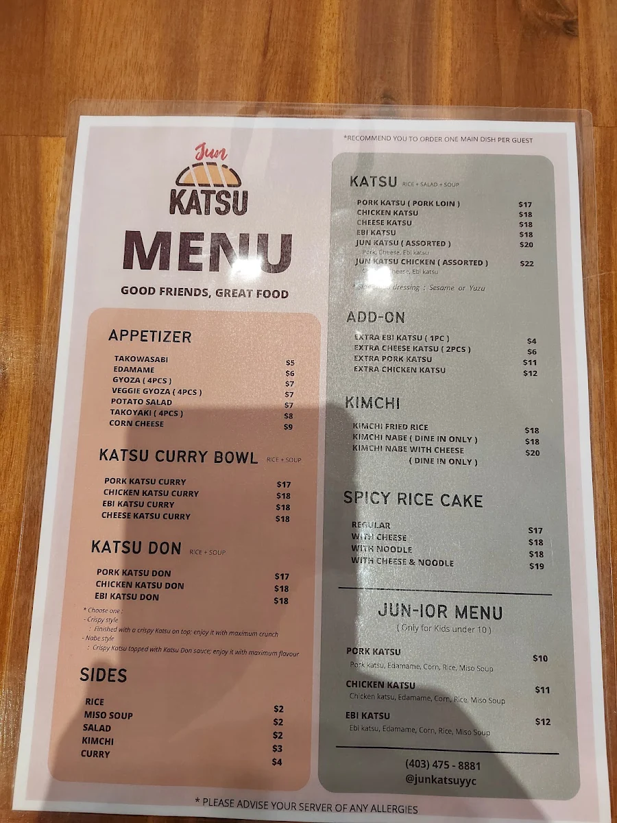Menu, Jun katsu
