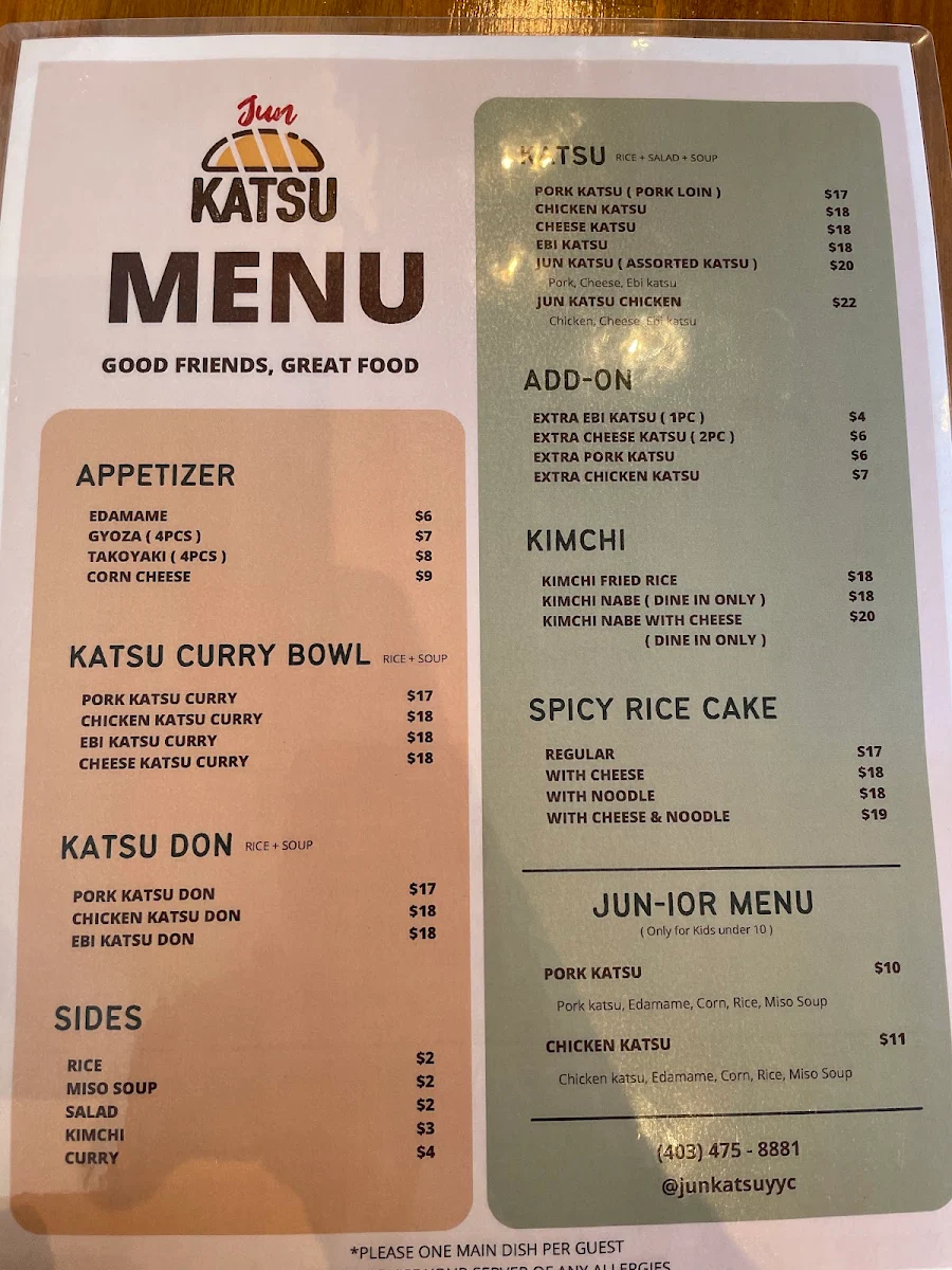 Menu, Jun katsu