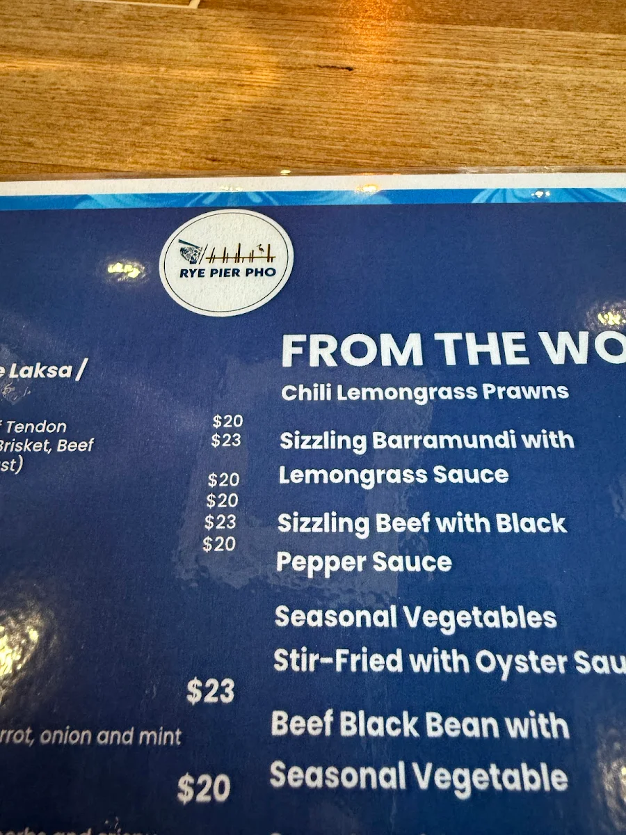 Menu, Rye Pier Pho