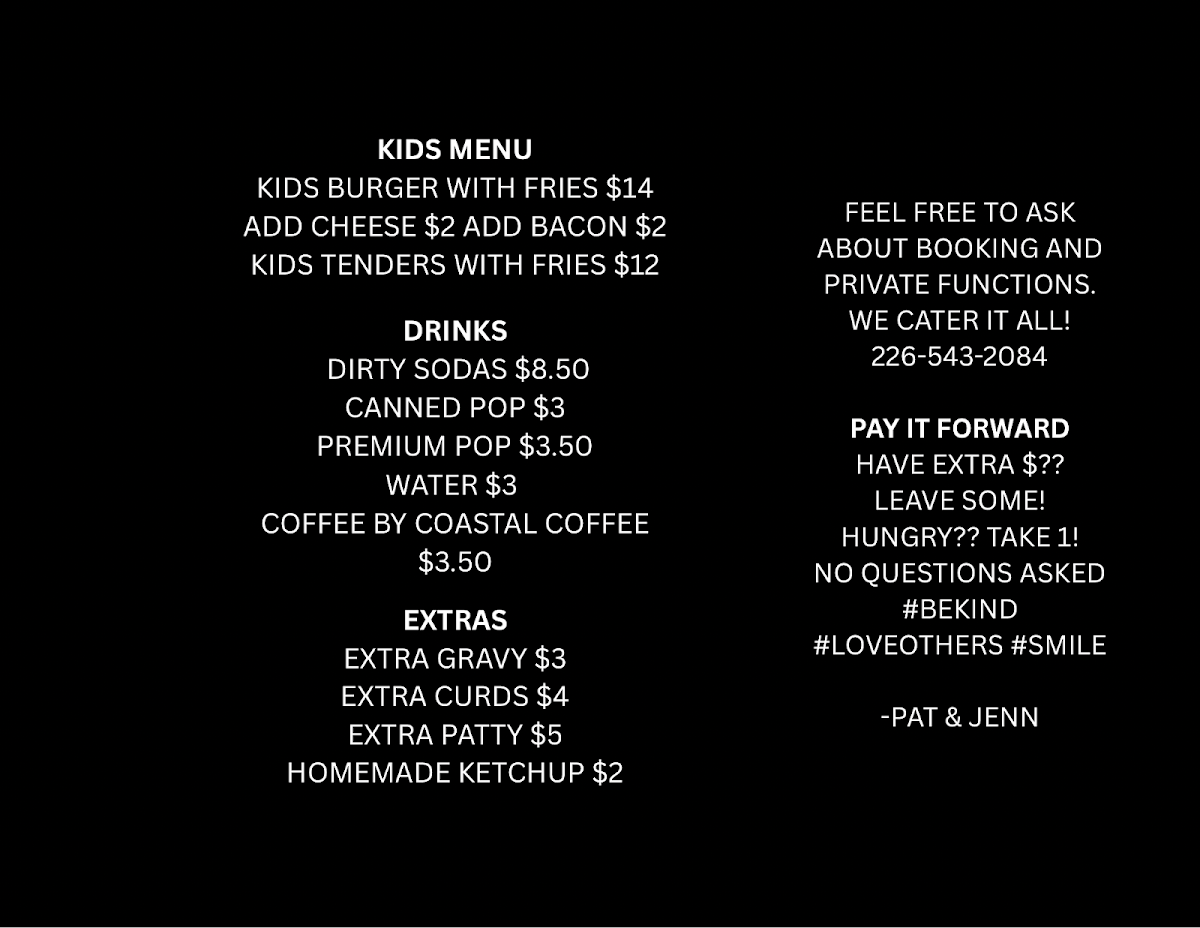 Menu, Local Rolla food truck
