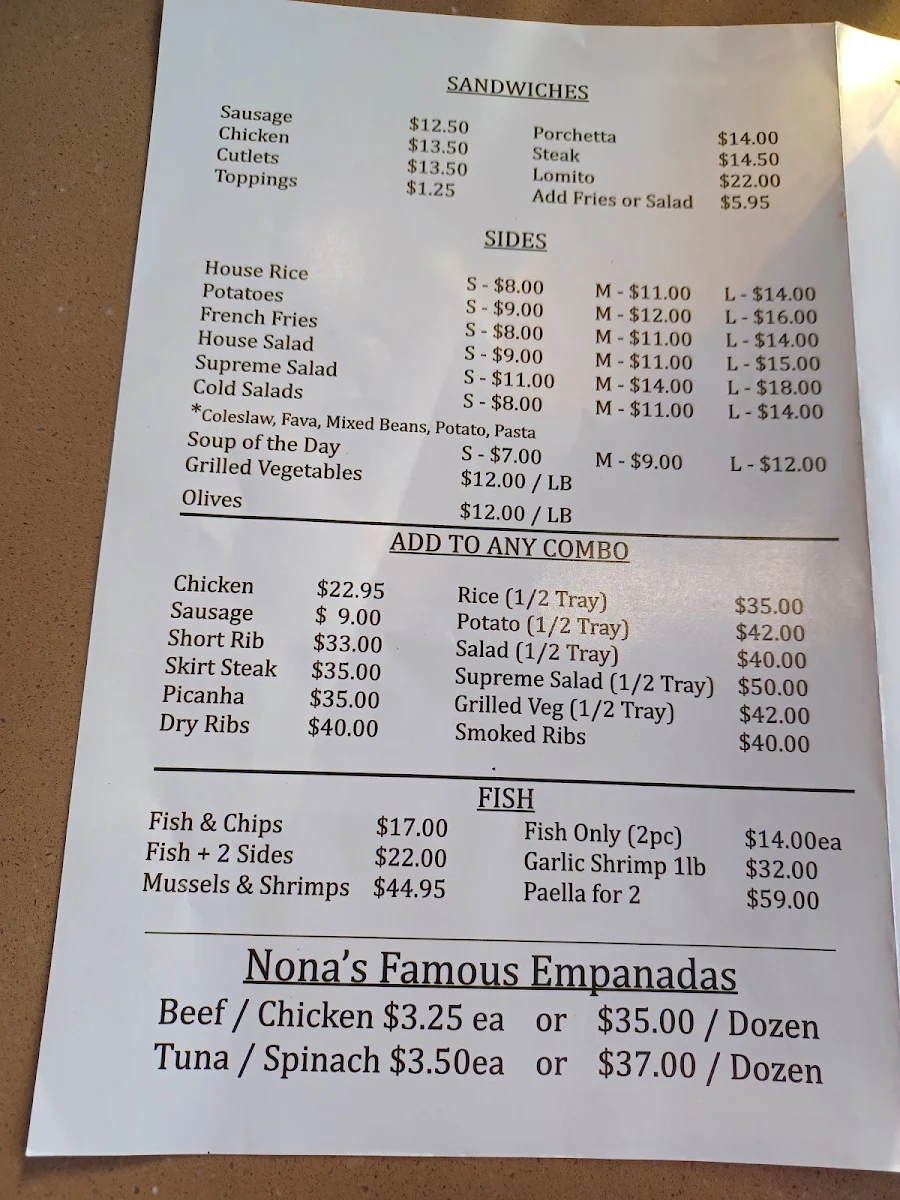 Menu, La Parrilla