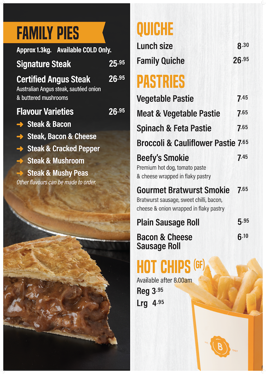 Menu, Beefy's Maroochydore
