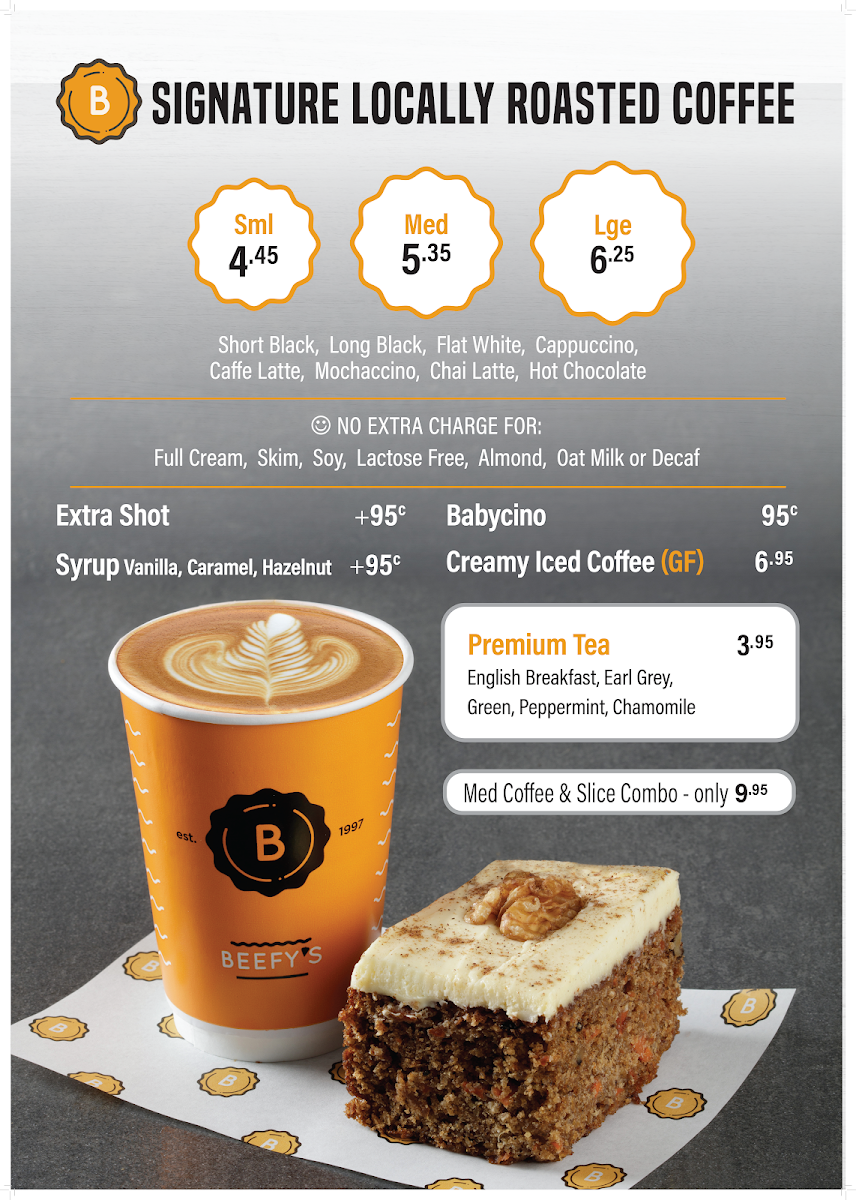 Menu, Beefy's Maroochydore