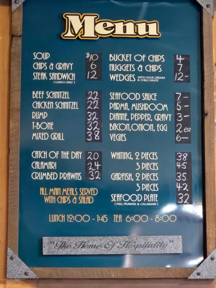 Menu, Wheatsheaf Hotel