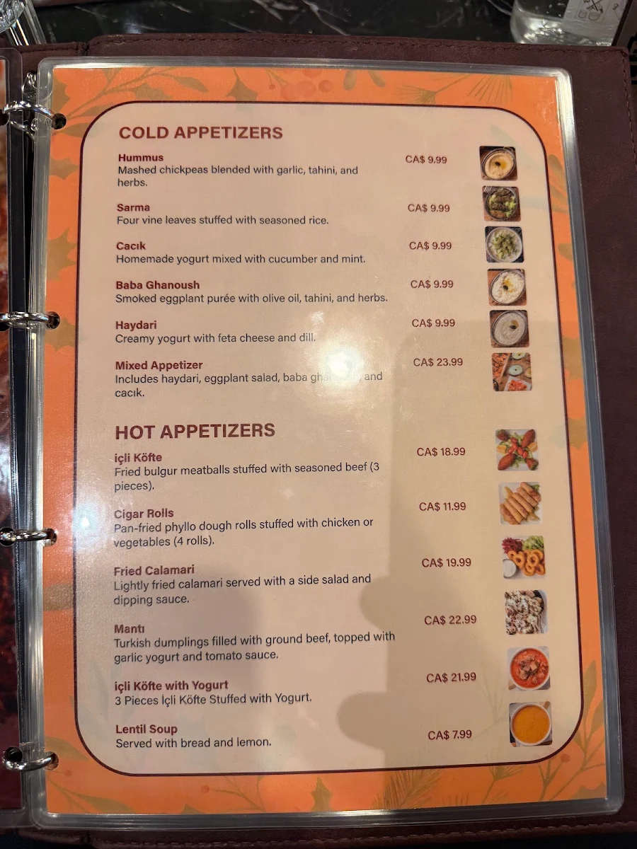 Menu, Agha Turkish Restaurant Ottawa