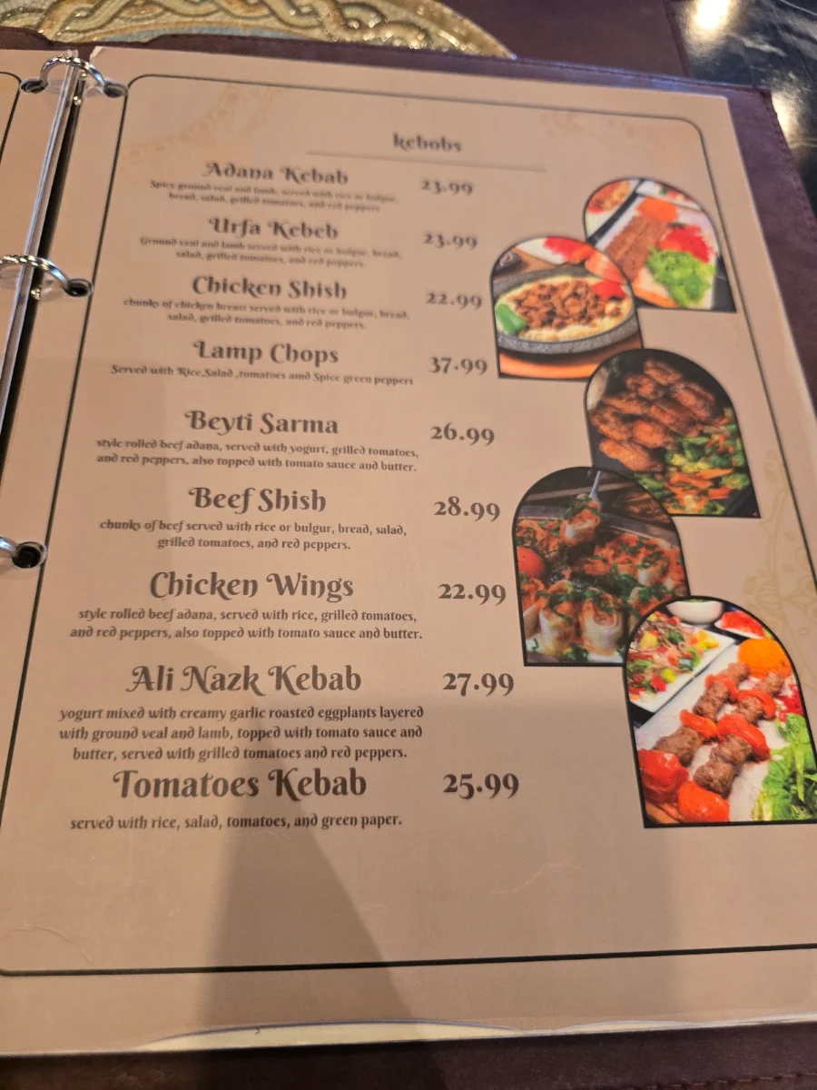 Menu, Agha Turkish Restaurant Ottawa