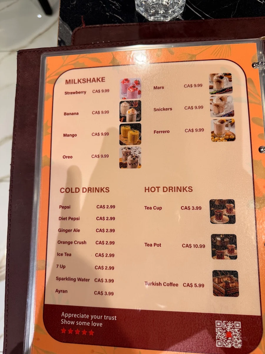 Menu, Agha Turkish Restaurant Ottawa