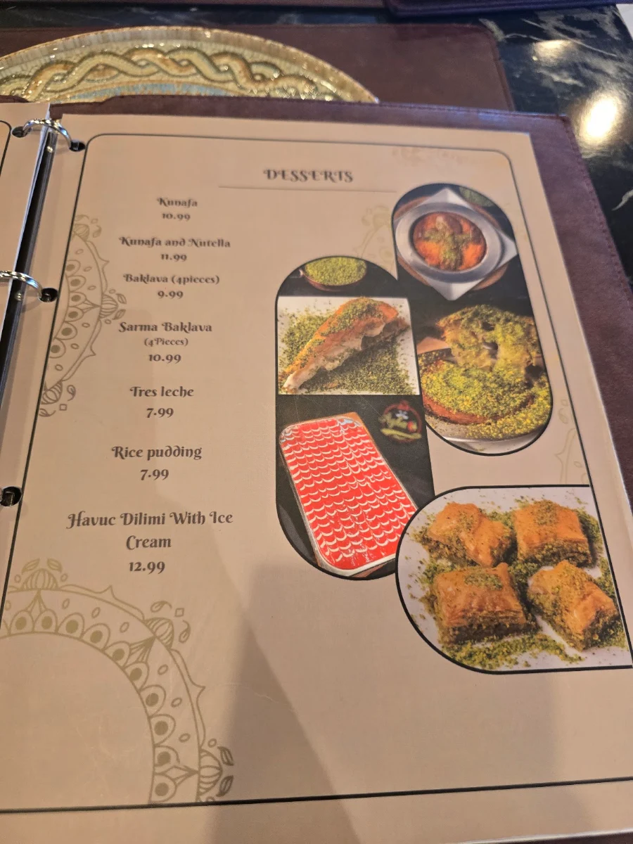 Menu, Agha Turkish Restaurant Ottawa