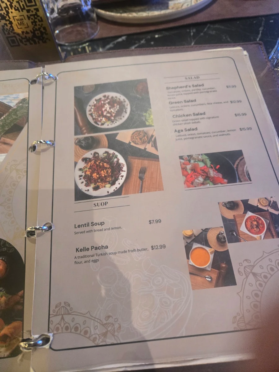 Menu, Agha Turkish Restaurant Ottawa