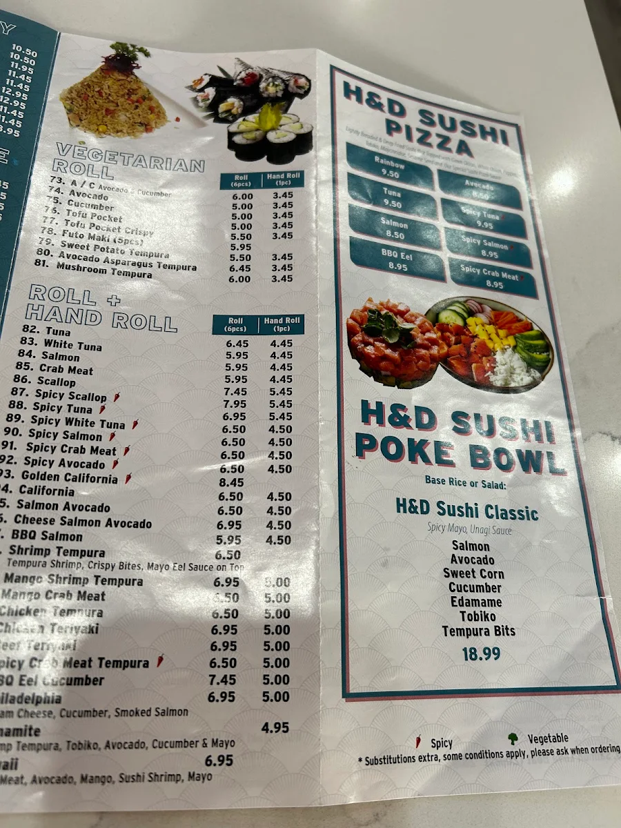 Menu, H&D Sushi Japanese Restaurant