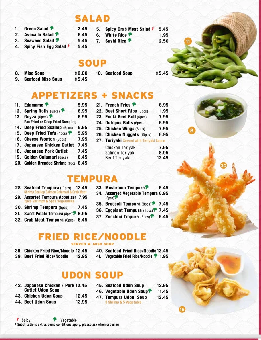 Menu, H&D Sushi Japanese Restaurant
