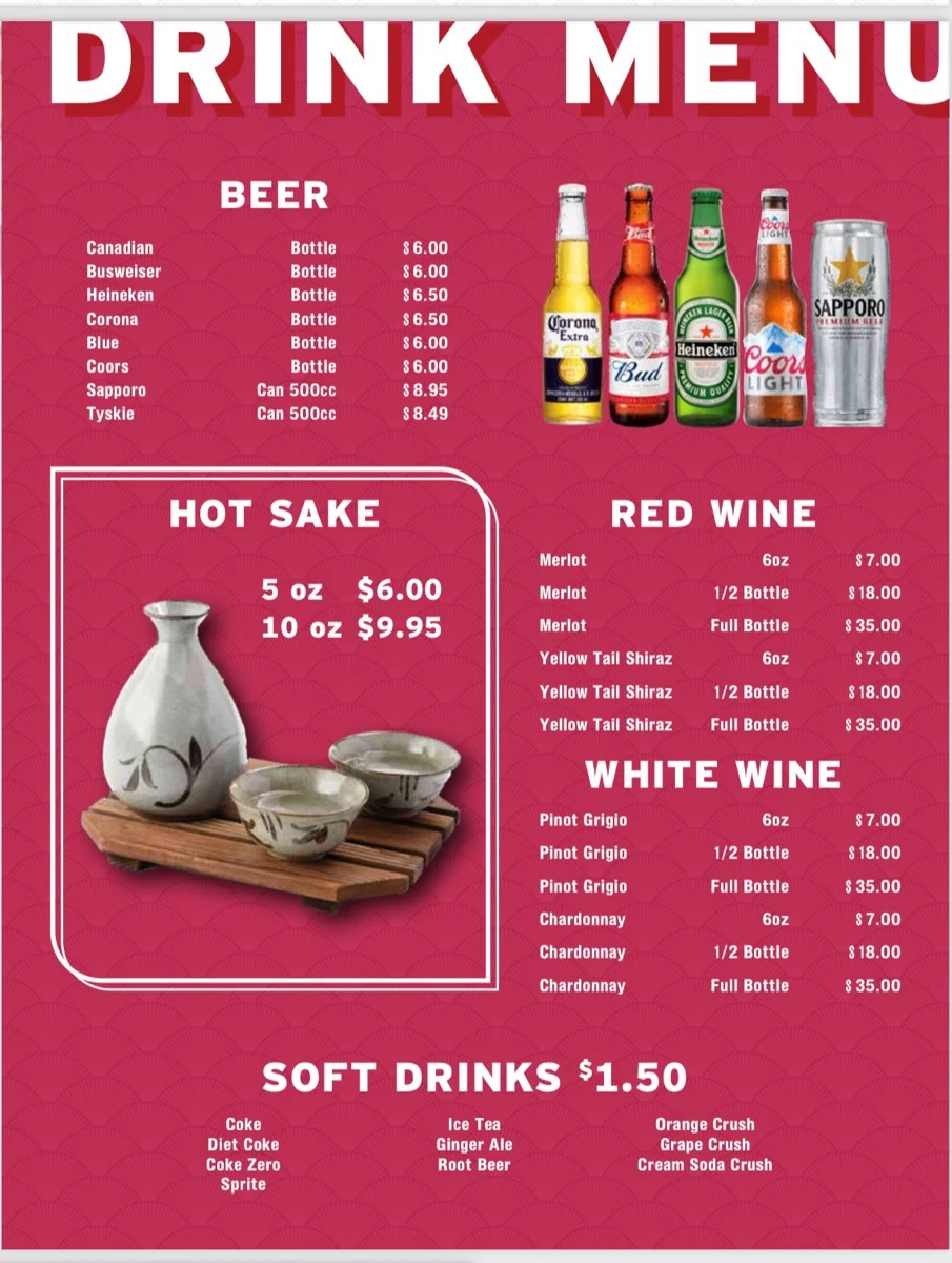 Menu, H&D Sushi Japanese Restaurant