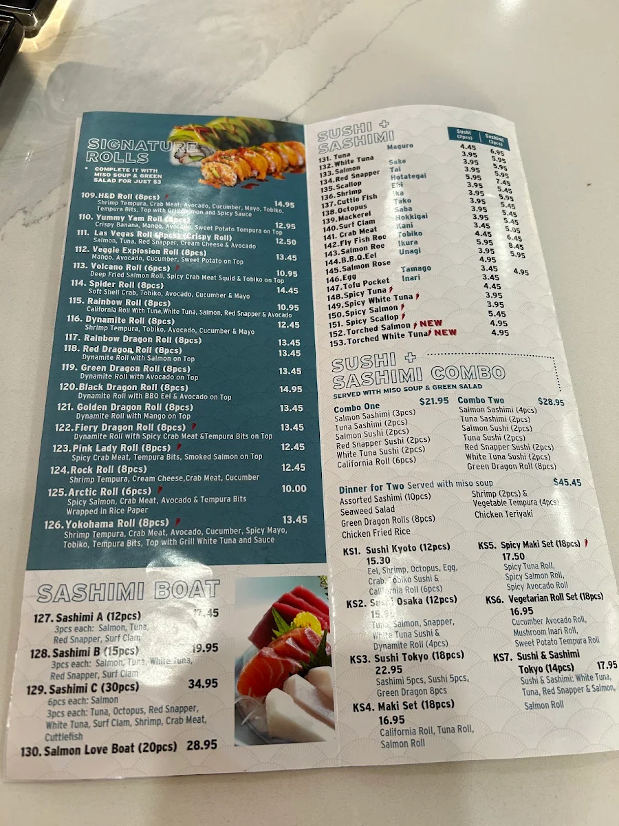Menu, H&D Sushi Japanese Restaurant