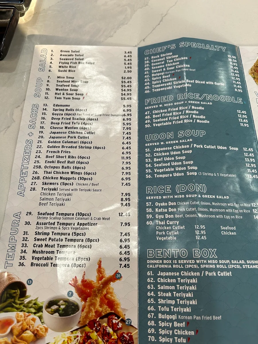 Menu, H&D Sushi Japanese Restaurant