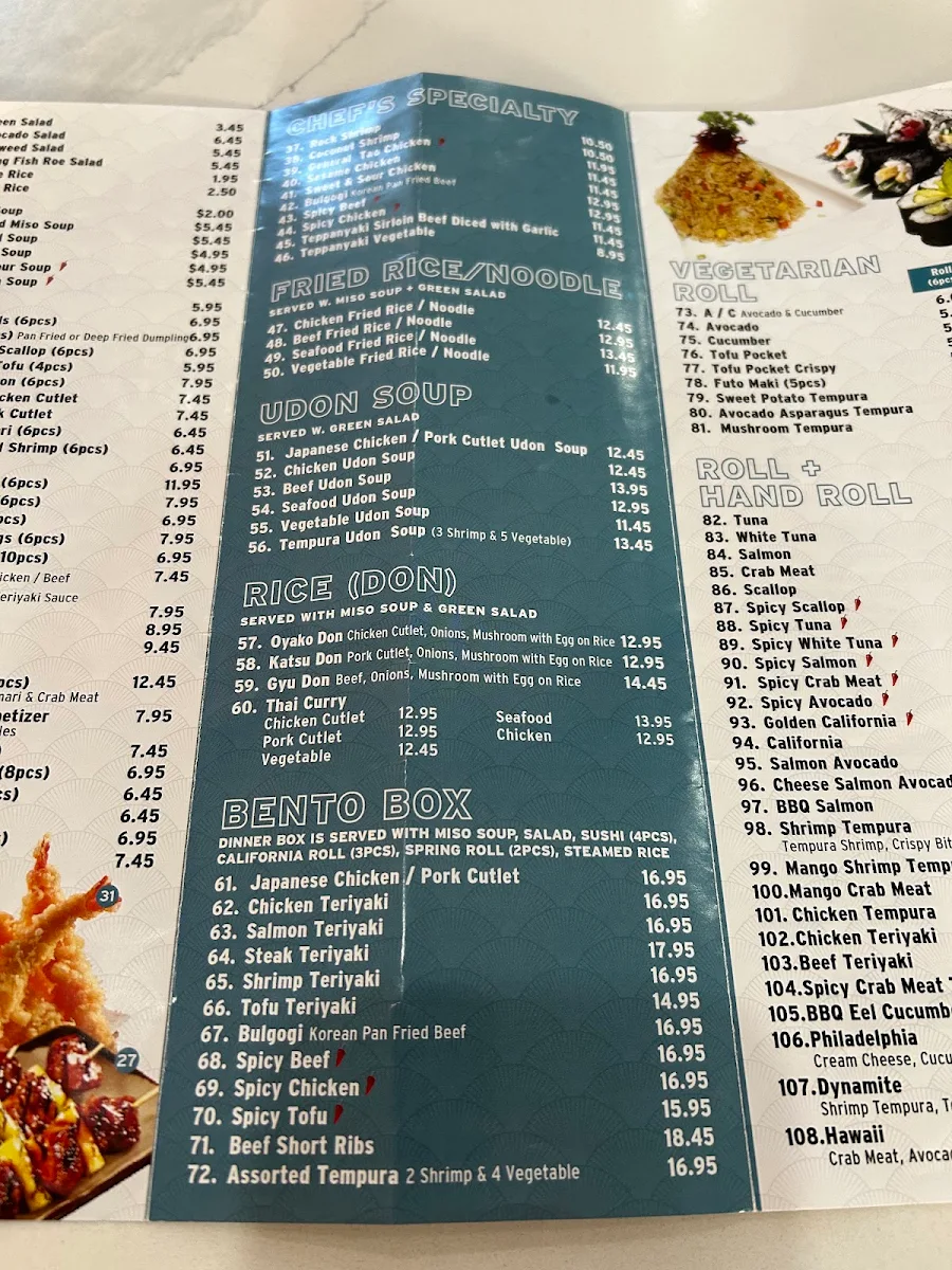 Menu, H&D Sushi Japanese Restaurant