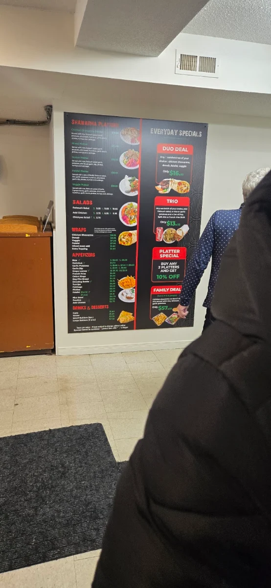 Menu, Moe's Shawarma