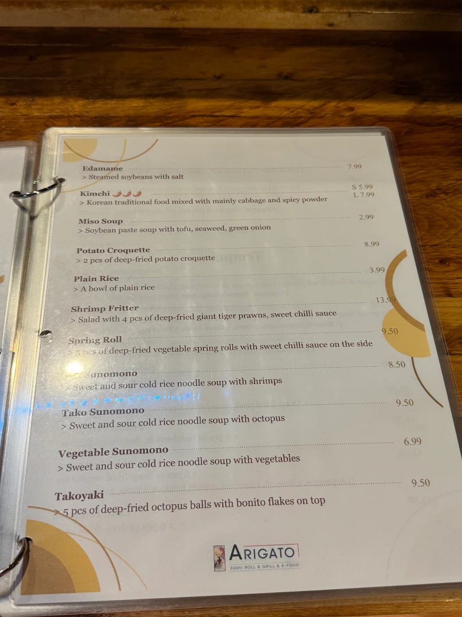 Menu, Arigato-2 (Cozy winter cuisine &Bar Ltd. )