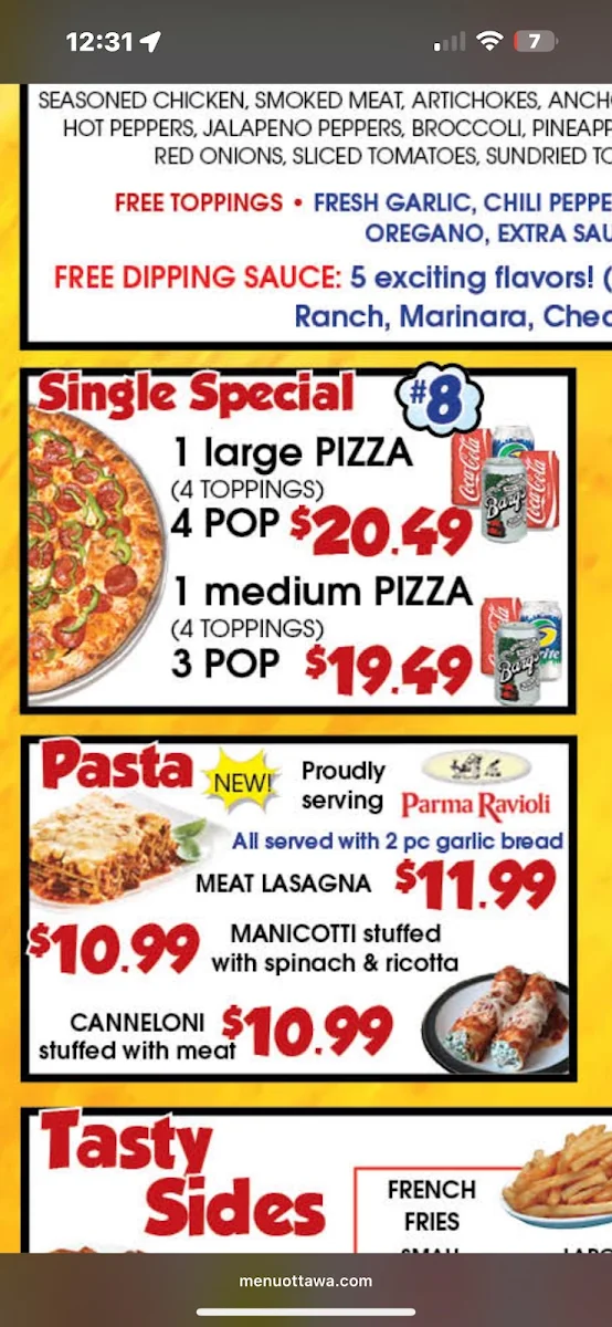 Menu, Ottawa 2 For 1 Pizza