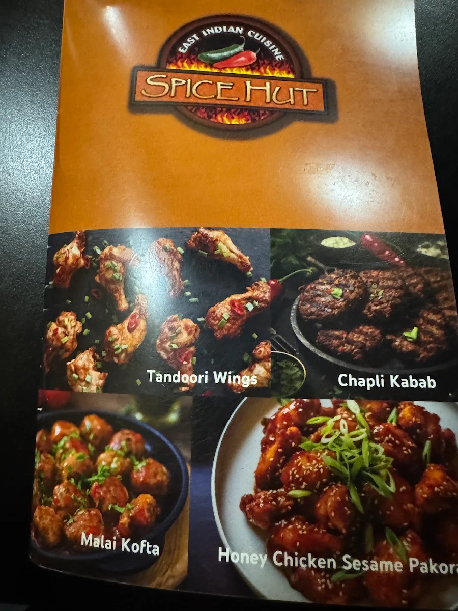 Menu, Spice Hut Indian Cuisine