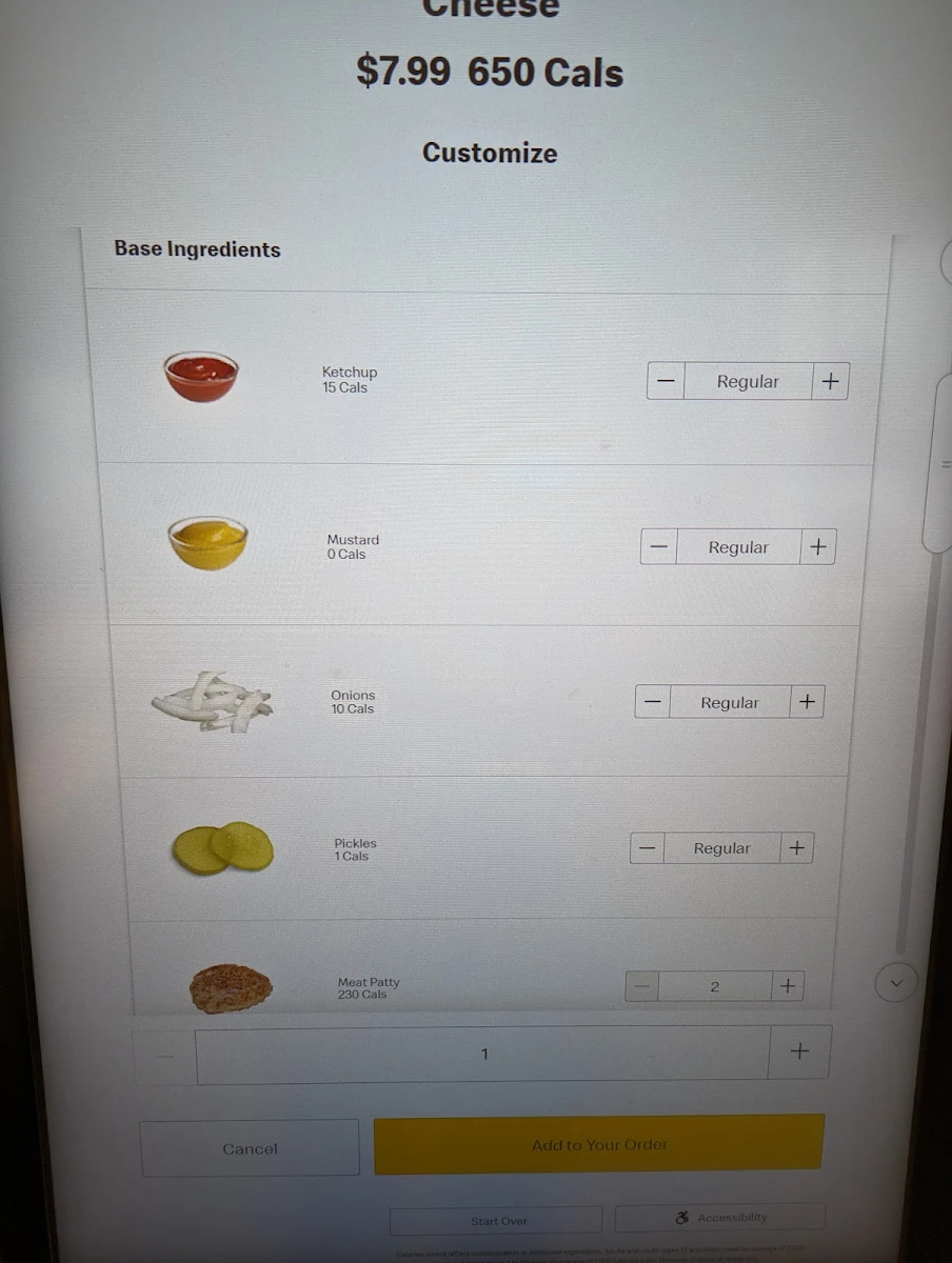 Menu, McDonald's