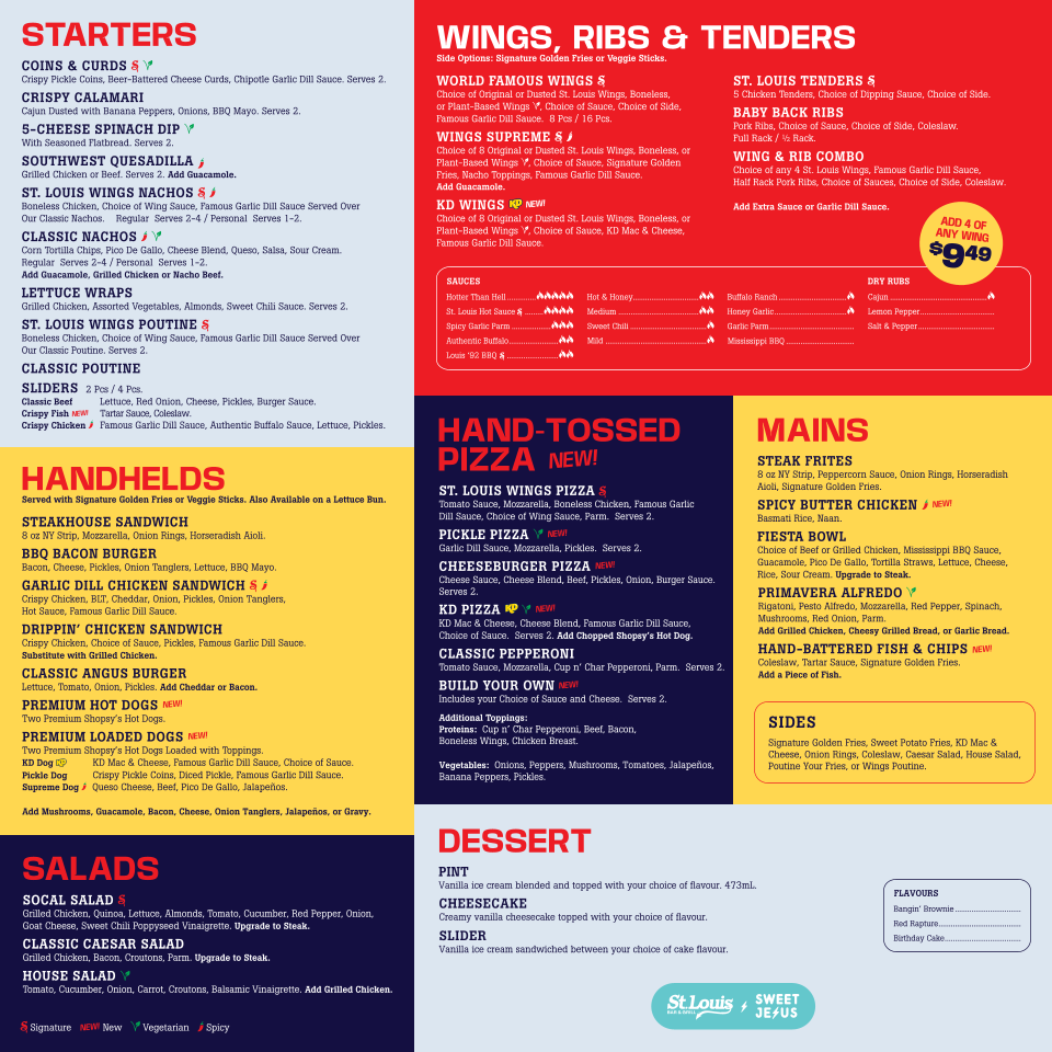 Menu, St. Louis Bar & Grill