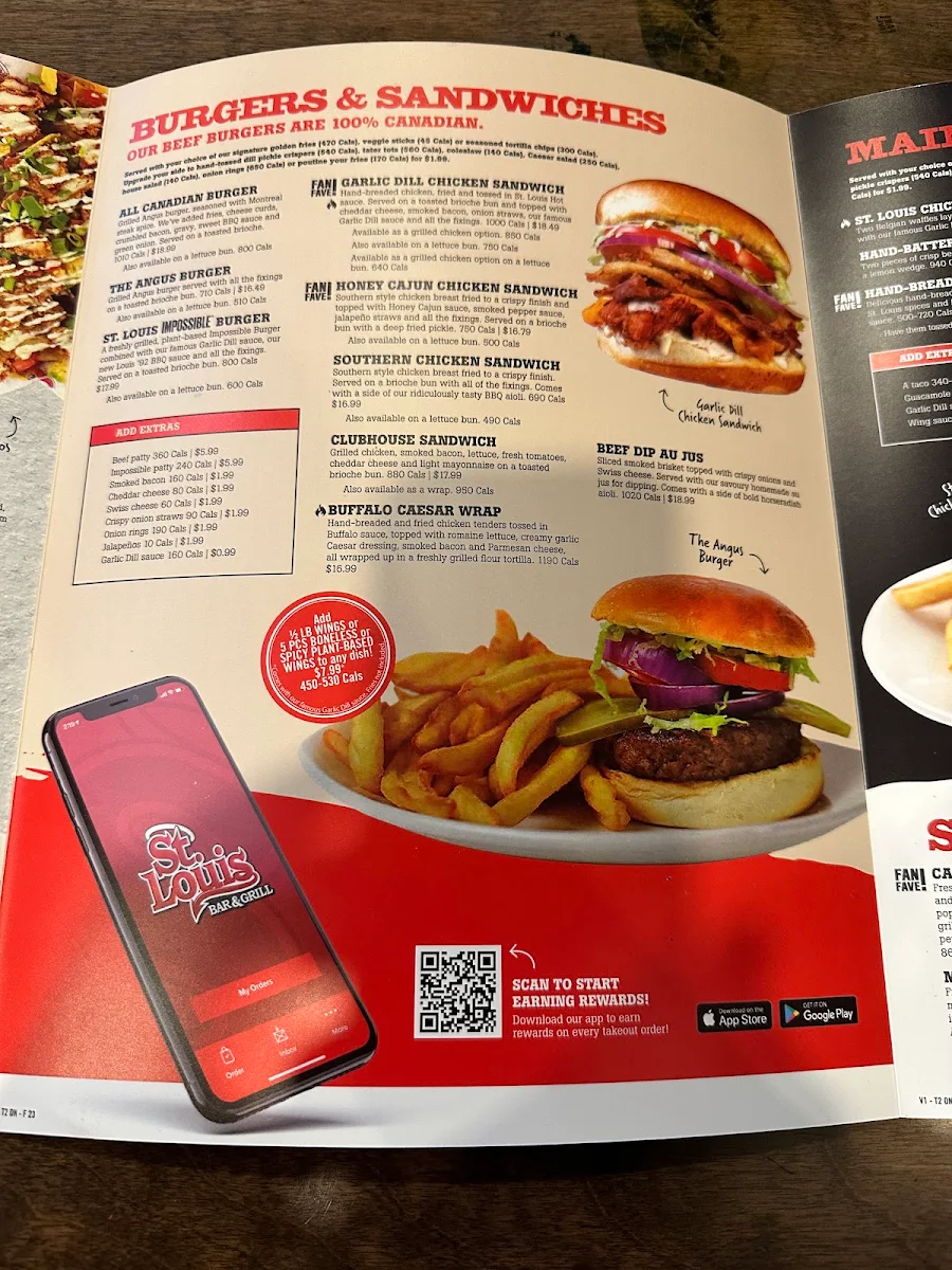 Menu, St. Louis Bar & Grill