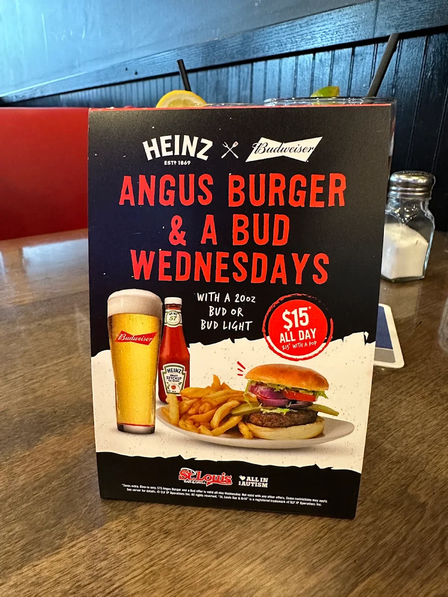 Menu, St. Louis Bar & Grill
