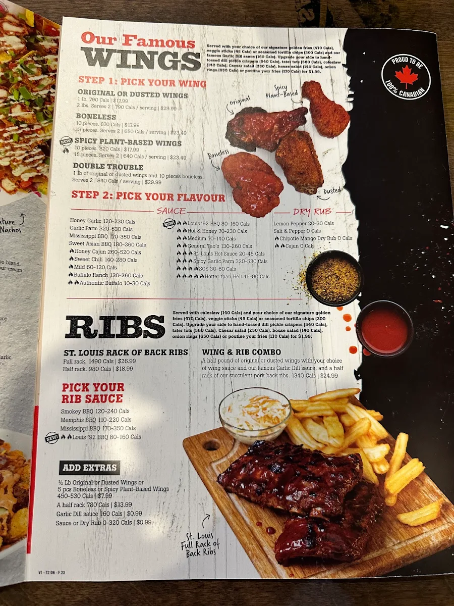 Menu, St. Louis Bar & Grill